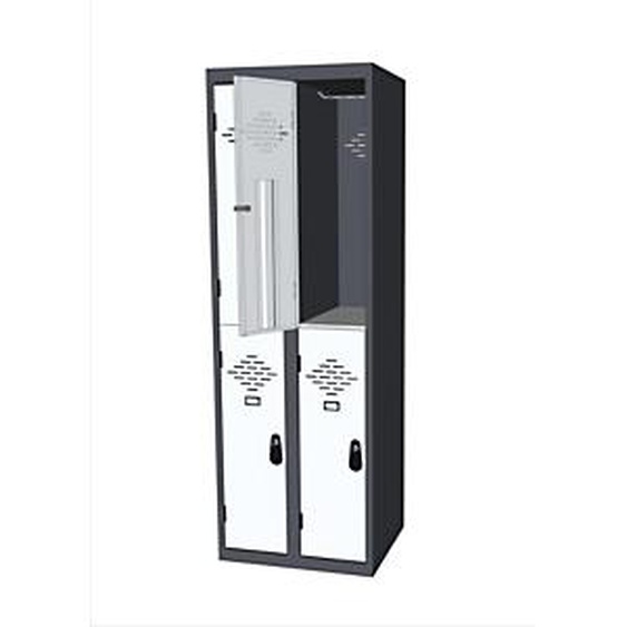 Vestiaire métal Avantage 2 casiers par colonne - 2 colonnes L.60 cm - Corps Anthracite - Portes Gris