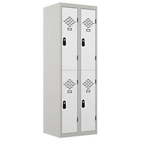 Vestiaire métal Avantage 2 casiers par colonne - 2 colonnes L.60 cm - Corps Gris - Portes Blanc