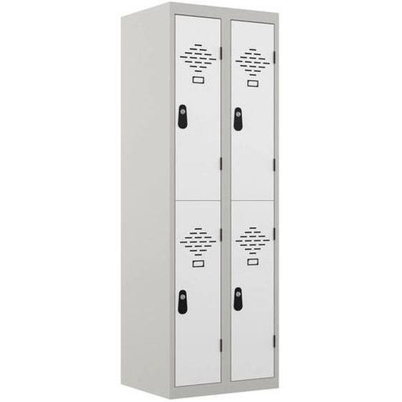 Vestiaire métal Avantage 2 casiers par colonne - 2 colonnes L.60 cm - Corps Gris - Portes Blanc
