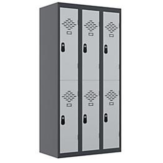 Vestiaire métal Avantage 2 casiers par colonne - 3 colonnes L.90 cm - Corps Anthracite - Portes Gris