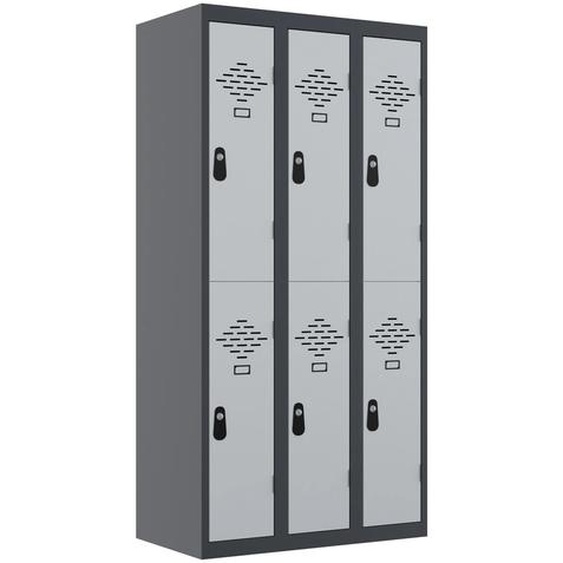 Vestiaire métal Avantage 2 casiers par colonne - 3 colonnes L.90 cm - Corps Anthracite - Portes Gris