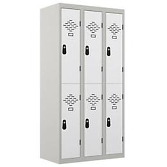 Vestiaire métal Avantage 2 casiers par colonne - 3 colonnes L.90 cm - Corps Gris - Portes Blanc