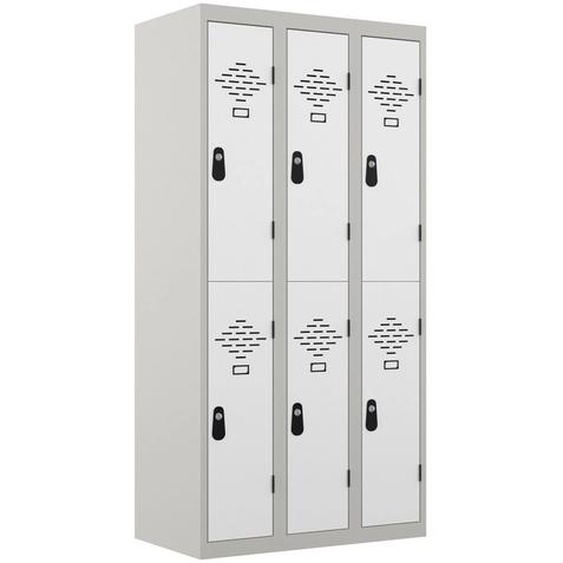 Vestiaire métal Avantage 2 casiers par colonne - 3 colonnes L.90 cm - Corps Gris - Portes Blanc