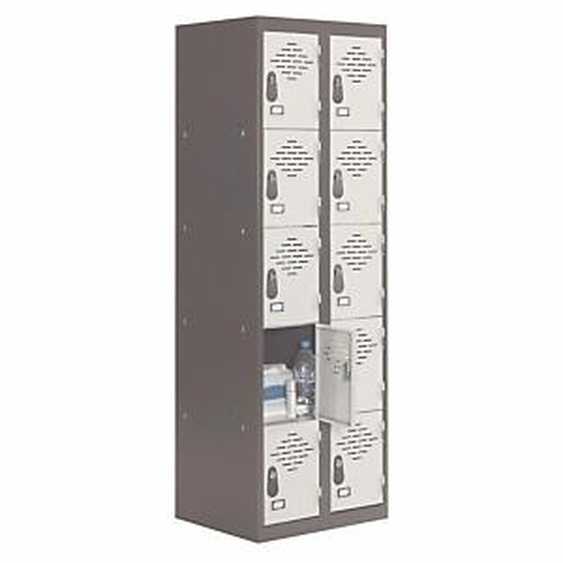 Vestiaire métal Avantage 5 casiers par colonne - 2 colonnes L.60 cm - Corps Anthracite - Portes Gris