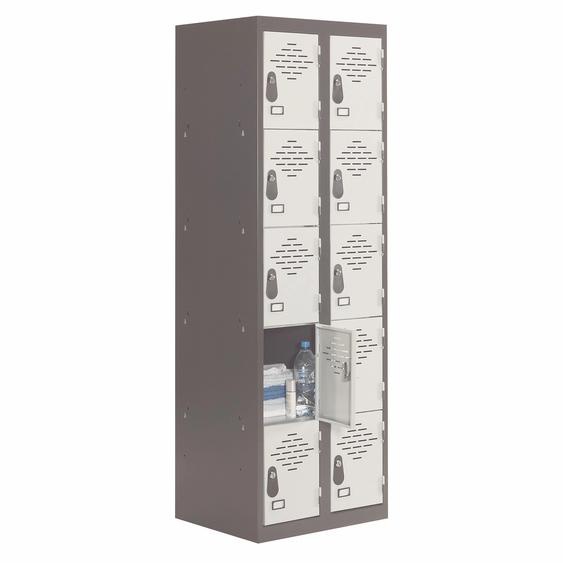 Vestiaire métal Avantage 5 casiers par colonne - 2 colonnes L.60 cm - Corps Anthracite - Portes Gris