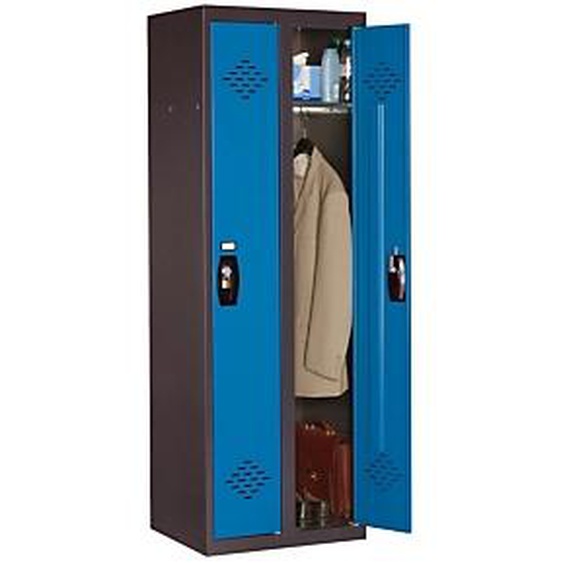 Vestiaire métal Avantage monobloc industrie propre 2 colonnes - Corps Anthracite - Portes Bleu