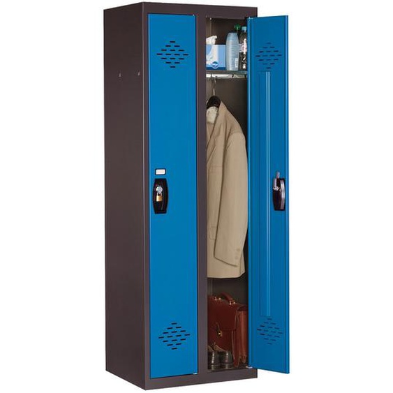 Vestiaire métal Avantage monobloc industrie propre 2 colonnes - Corps Anthracite - Portes Bleu