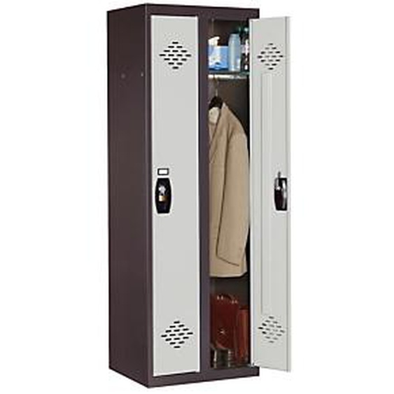 Vestiaire métal Avantage monobloc industrie propre 2 colonnes - Corps Anthracite - Portes Gris