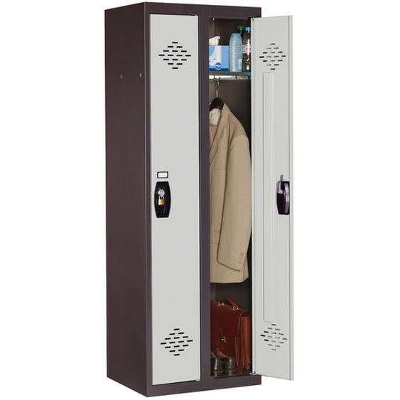 Vestiaire métal Avantage monobloc industrie propre 2 colonnes - Corps Anthracite - Portes Gris