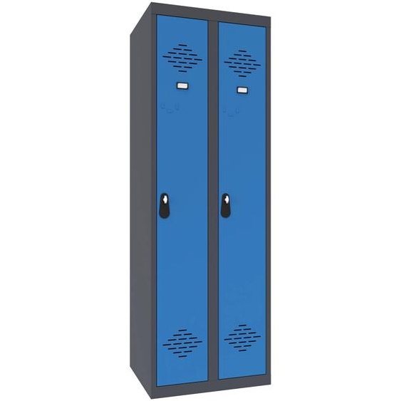 Vestiaire métal Avantage monobloc industrie propre 2 colonnes - Largeur 60 cm - Corps Anthracite - Portes Bleu