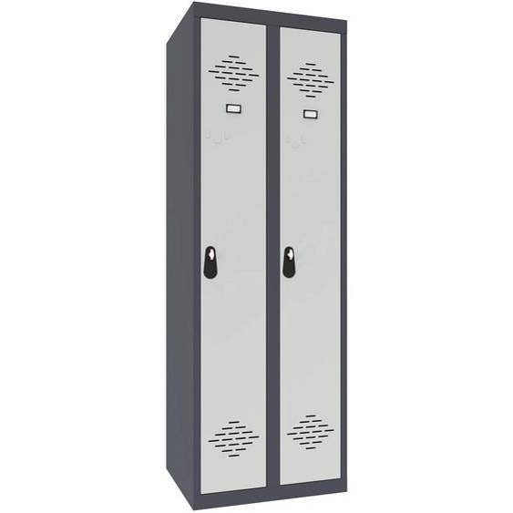 Vestiaire métal Avantage monobloc industrie propre 2 colonnes - Largeur 60 cm - Corps Anthracite - Portes Gris