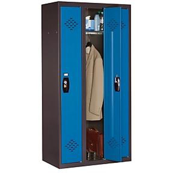 Vestiaire métal Avantage monobloc industrie propre 3 colonnes - Corps Anthracite - Portes Bleu