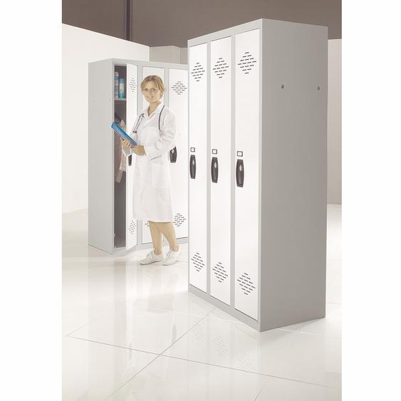 Vestiaire métal Avantage monobloc industrie propre 3 colonnes - Corps Gris - Portes Blanc