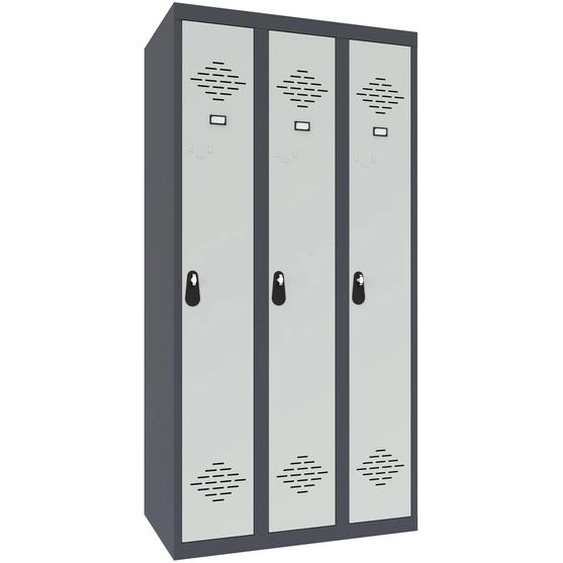 Vestiaire métal Avantage monobloc industrie propre 3 colonnes - Largeur 90 cm - Corps Anthracite - Portes Gris