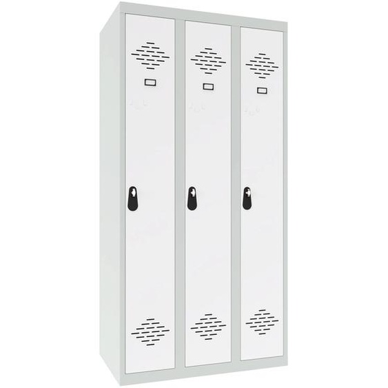 Vestiaire métal Avantage monobloc industrie propre 3 colonnes - Largeur 90 cm - Corps Gris - Portes Blanc