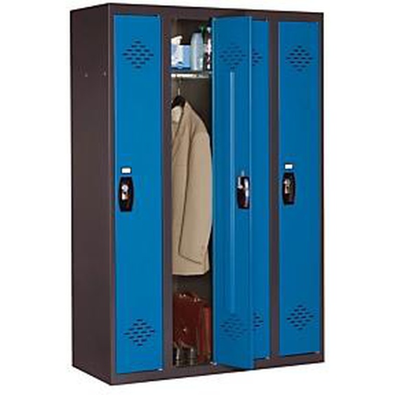 Vestiaire métal Avantage monobloc industrie propre 4 colonnes - Corps Anthracite - Portes Bleu