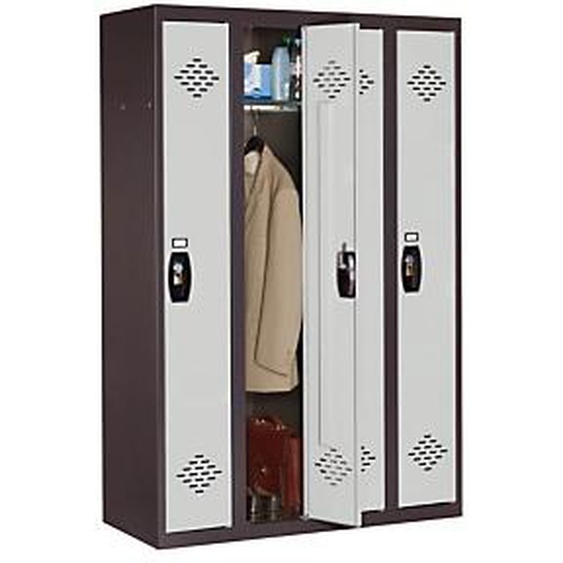Vestiaire métal Avantage monobloc industrie propre 4 colonnes - Corps Anthracite - Portes Gris