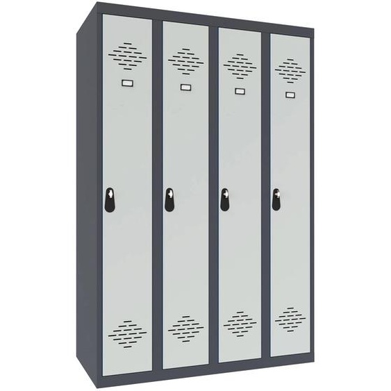 Vestiaire métal Avantage monobloc industrie propre 4 colonnes - Largeur 120 cm - Corps Anthracite - Portes Gris