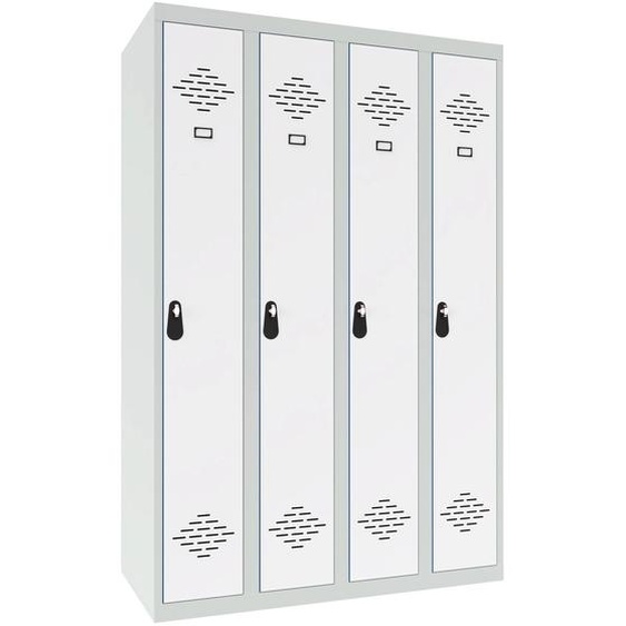 Vestiaire métal Avantage monobloc industrie propre 4 colonnes - Largeur 120 cm - Corps Gris - Portes Blanc