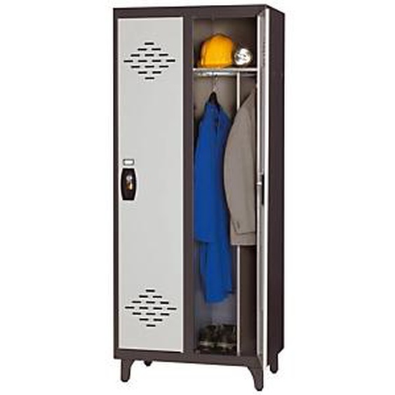 Vestiaire métal Avantage monobloc industrie salissante 2 colonnes - Corps Anthracite - Portes Gris