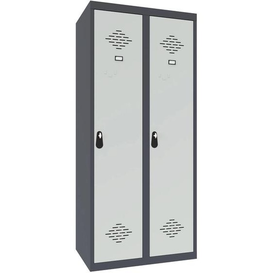 Vestiaire métal Avantage monobloc industrie salissante 2 colonnes - Largeur 80 cm - Corps Anthracite - Portes Gris