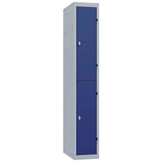 Vestiaire métal Budget 2 casiers - Élément Départ L.30 cm - Corps Gris - Portes Bleu