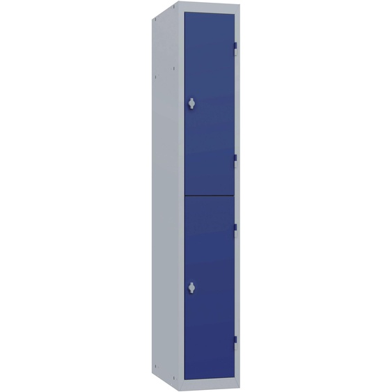 Vestiaire métal Budget 2 casiers - Élément Départ L.30 cm - Corps Gris - Portes Bleu