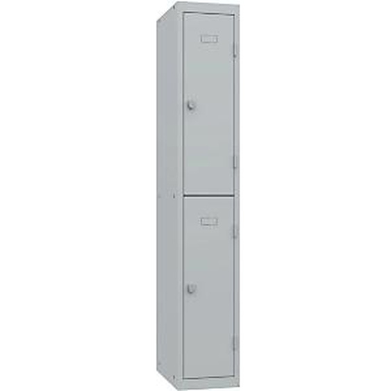 Vestiaire métal Budget 2 casiers - Élément Départ L.30 cm - Corps Gris - Portes Gris