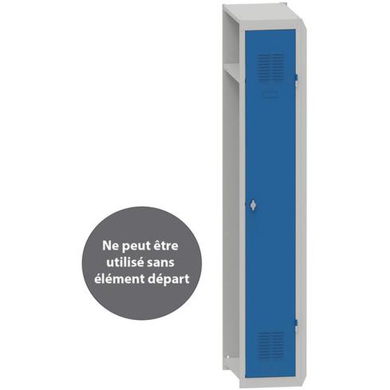 Vestiaire métal Budget industrie propre - Élément Suivant L.30 cm - Corps Gris - Porte Bleu