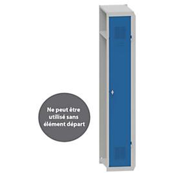 Vestiaire métal Budget industrie propre - Élément Suivant L.30 cm - Corps Gris - Porte Bleu