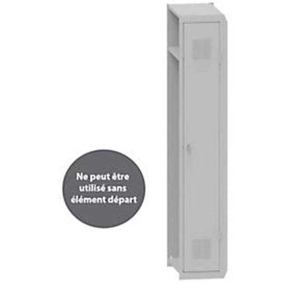 Vestiaire métal Budget industrie propre - Élément Suivant L.30 cm - Corps Gris - Porte Gris