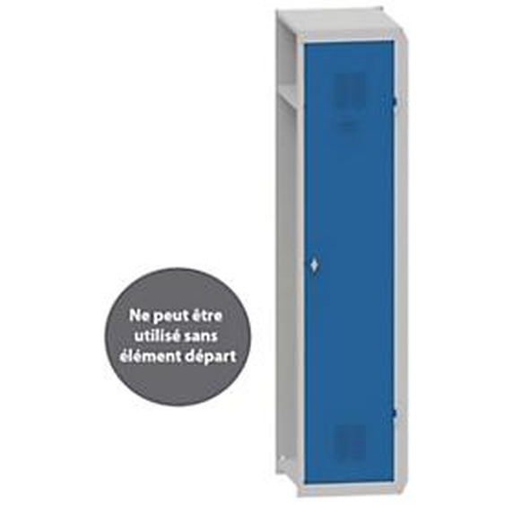 Vestiaire métal Budget industrie salissante - Élément Suivant L.40 cm - Corps Gris - Porte Bleu