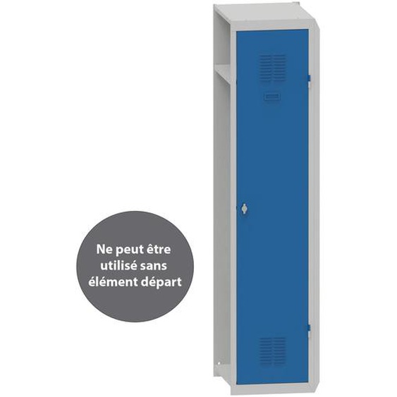 Vestiaire métal Budget industrie salissante - Élément Suivant L.40 cm - Corps Gris - Porte Bleu