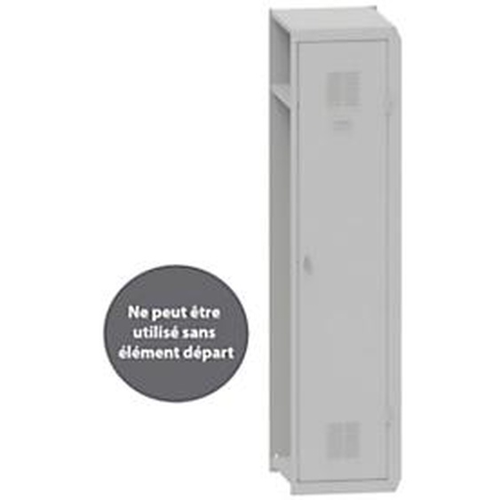 Vestiaire métal Budget industrie salissante - Élément Suivant L.40 cm - Corps Gris - Porte Gris