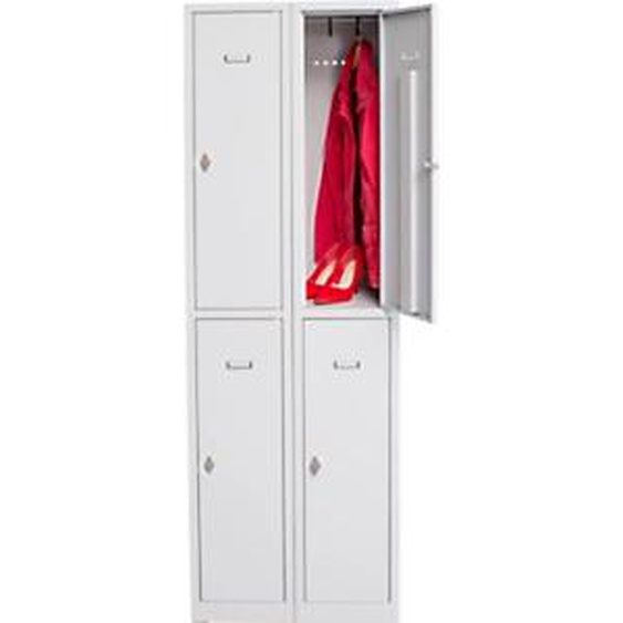 Vestiaire métal Budget monobloc 2 colonnes L.60 cm - 2 casiers - Gris