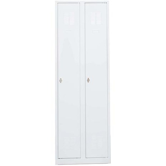 Vestiaire métal Budget monobloc industrie propre - 2 colonnes L.60 cm - Gris