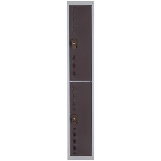 Vestiaire métal Team Color 2 casiers - 1 colonne L.30 cm - Corps Gris - Portes Anthracite