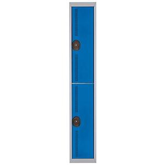 Vestiaire métal Team Color 2 casiers - 1 colonne L.30 cm - Corps Gris - Portes Bleu