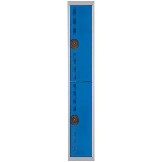Vestiaire métal Team Color 2 casiers - 1 colonne L.30 cm - Corps Gris - Portes Bleu