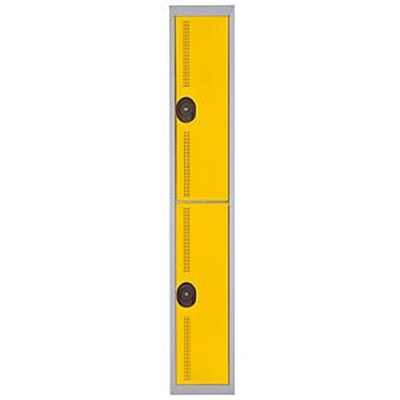 Vestiaire métal Team Color 2 casiers - 1 colonne L.30 cm - Corps Gris - Portes Jaune