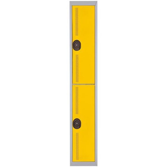 Vestiaire métal Team Color 2 casiers - 1 colonne L.30 cm - Corps Gris - Portes Jaune