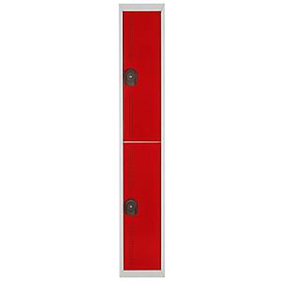 Vestiaire métal Team Color 2 casiers - 1 colonne L.30 cm - Corps Gris - Portes Rouge
