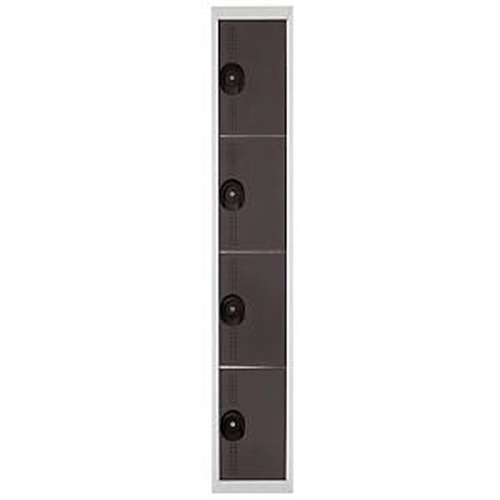 Vestiaire métal Team Color 4 casiers - 1 colonne L.30 cm - Corps Gris - Portes Anthracite