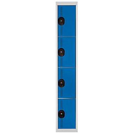 Vestiaire métal Team Color 4 casiers - 1 colonne L.30 cm - Corps Gris - Portes Bleu