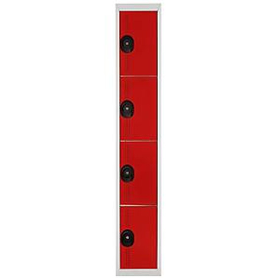 Vestiaire métal Team Color 4 casiers - 1 colonne L.30 cm - Corps Gris - Portes Rouge