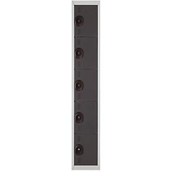 Vestiaire métal Team Color 5 casiers - 1 colonne L.30 cm - Corps Gris - Portes Anthracite