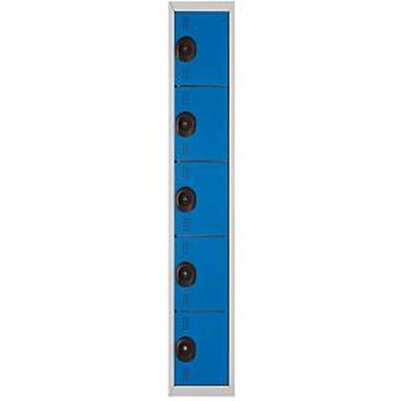 Vestiaire métal Team Color 5 casiers - 1 colonne L.30 cm - Corps Gris - Portes Bleu