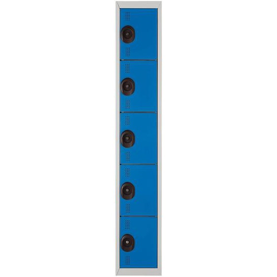 Vestiaire métal Team Color 5 casiers - 1 colonne L.30 cm - Corps Gris - Portes Bleu