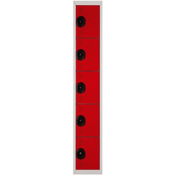 Vestiaire Team Color 5 casiers - L.30 cm - Rouge