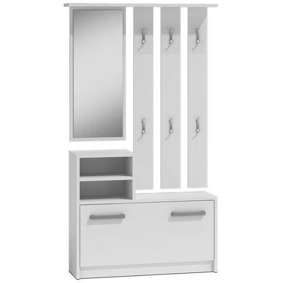 Vestiaire - Meuble dentrée - Blanc - Hauteur 180 cm